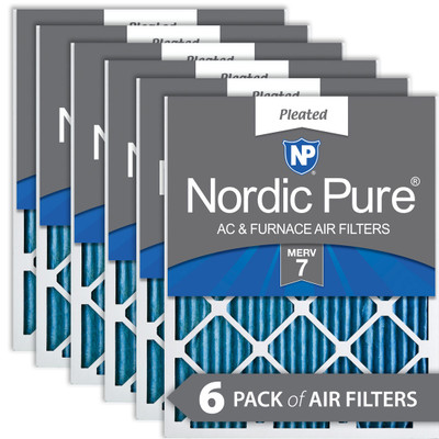 19X22X1 6 PACK NORDIC PURE MERV 7 MPR 600 FILTER ACTUAL SIZE 19 X 22 X 0.75 MADE IN USA