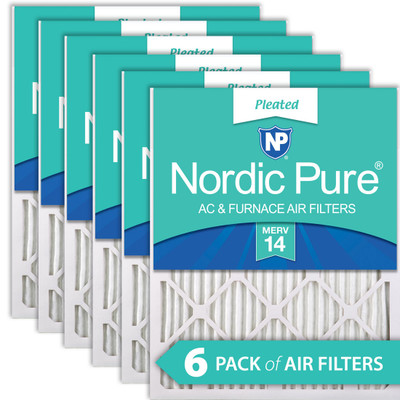 15X15X1 6 PACK NORDIC PURE MERV 14 MPR 2800 FILTER ACTUAL SIZE 15 X 15 X 0.75 MADE IN USA