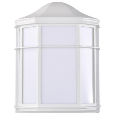 LED CAGE LANTERN FIXTURE WHITE FINISH WITH WHITE LINEN ACRYLIC