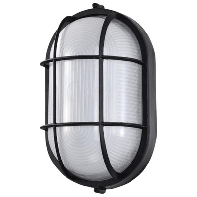 LED OVAL BULK HEAD FIXTURE BLACK FINISH WITH WHITE GLASS IN-94T21