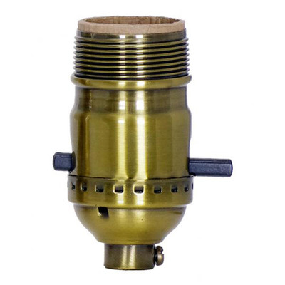 ON-OFF PUSH THRU SOCKET 18 IPS 3 PIECE STAMPED SOLID BRASS ANTIQUE BRASS FINISH 660W 250V WIT TH SET SCREW