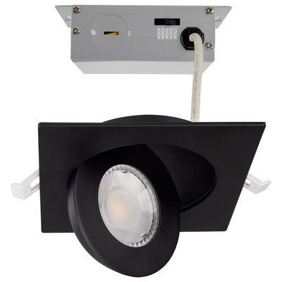 9 WATT CCT SELECTABLE LED DIRECT WIRE DOWNLIGHT GIMBALED 4 INCH SQUARE REMOTE DRIVER BLACK