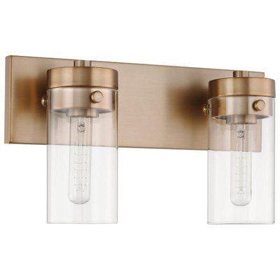 INTERSECTION 2 LIGHT VANITY BURNISHED BRASS WITH CLEAR GLASS