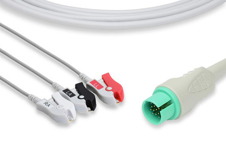 SPACELABS DIRECT CONNECT ONE-PIECE ECG CABLE 700-0008-06 3 LEADS AHA CLIP