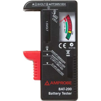 AMPROBE BATTERY TESTER SIMPLE TO USE PORTABLE UNIVERSAL BATTERY TESTER FOR THE STANDARD AND RECHARGE EABLE BATTERIES