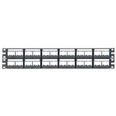 PANDUIT 48-PORT PATCH PANEL WITH LABELS AND TWELVE FACTORY INSTALLED CFFPL4 TYPE FRONT REMOVABLE SNA AP-IN FACEPLATES