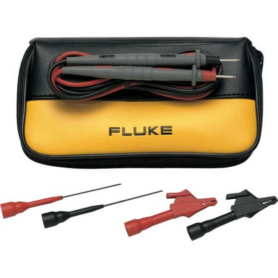 FLUKE BASIC TEST LEAD SET IS A 6 PIECE ALSO INCLUDES ALLIGATOR CLIP PROBE TIP EXTENDER AND A SOFT CA ARRYING CASE CAT II 300V