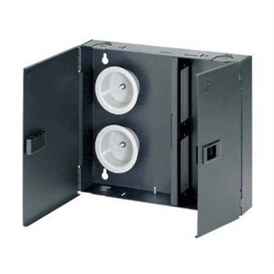 PANDUIT WALL MOUNT ENCLOSURE ACCEPTS TWO FIBER ADAPTER PANELS OR QUICK NET CASSETTES CAN BE USED AS AN INTERCONNECT OR CROSS-CONNECT