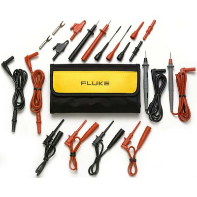 FLUKE DELUXE TEST LEAD SET IS A 22 PIECE SET THAT HAS ALL THE PIECES OF THE BASIC TEST LEAD SET 4942 217 PLUS PINCHERS CLIPS LEADS AND ADAPTERS