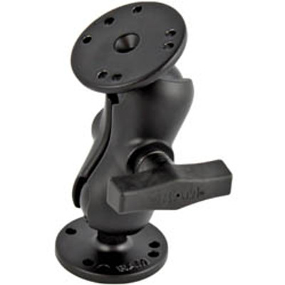 RAM MOUNTS 15 INCH BALL MOUNT WITH SHORT DOUBLE SOCKET ARM 225 INCH ROUND BASES THAT CONTAIN THE AMPS HOLE PATTERN