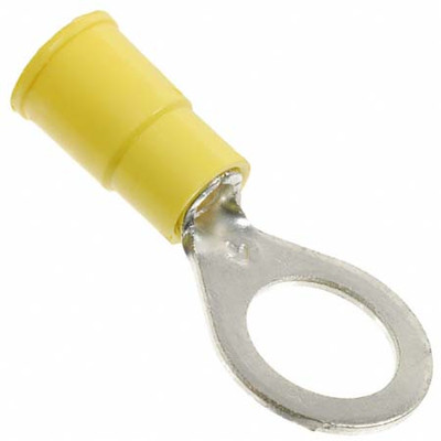 3M VINYL INSULATED RING TERMINAL WITH BUTTED SEAM FOR WIRE SIZES 12-10 AND 38 INCH STUD COLOR YELLO OW SINGLE