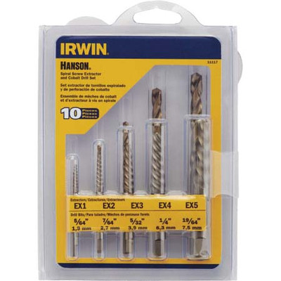 IRWIN 10-PC SPIRAL EXTRACTOR DRILL BIT COMBO