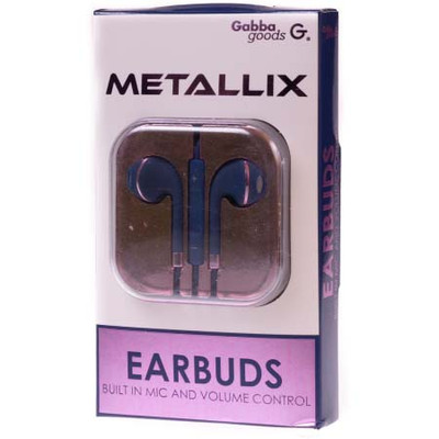 GABBA GOODS MATTE EARPHONES WITH METAL TRIM NAVYROSE GOLD