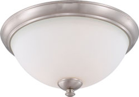 PATTON 3 LIGHT FLUSH FIXTURE WITH FROSTED GLASS BRUSHED NICKEL TRANSITIONAL