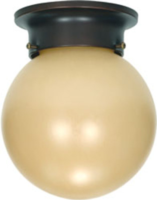 1 LIGHT 6 INCH CEILING MOUNT WITH CHAMPAGNE LINEN WASHED GLASS MAHOGANY BRONZE TRANSITIONAL