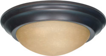 2 LIGHT 14 INCH FLUSH MOUNT TWIST AND LOCK WITH CHAMPAGNE LINEN WASHED GLASS MAHOGANY BRONZE TRANSIT
