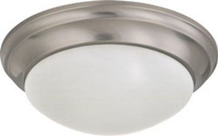 2 LIGHT 14 INCH FLUSH MOUNT TWIST AND LOCK WITH FROSTED WHITE GLASS BRUSHED NICKEL TRANSITIONAL
