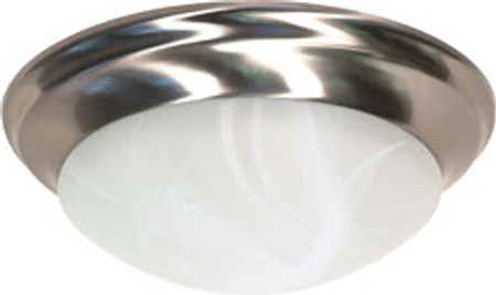 2 LIGHT 14 INCH FLUSH MOUNT TWIST AND LOCK WITH ALABASTER GLASS BRUSHED NICKEL TRANSITIONAL