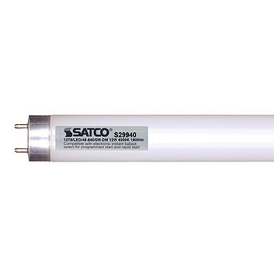 12 WATT T8 LED MEDIUM BI PIN BASE 4000K 50000 AVERAGE RATED HOURS 1800 LUMENS