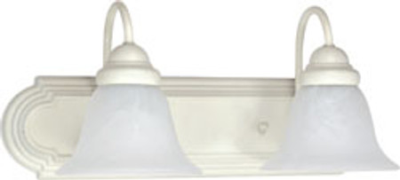 BALLERINA 2 LIGHT 18 INCH VANITY WITH ALABASTER GLASS BELL SHADES TEXTURED WHITE TRADITIONAL