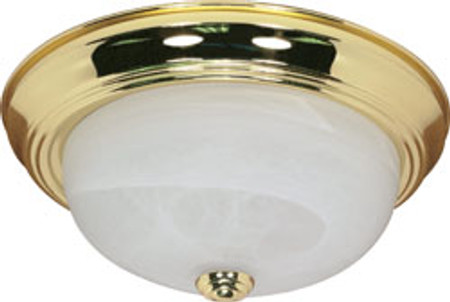 2 LIGHT 13 INCH FLUSH MOUNT ALABASTER GLASS POLISHED BRASS TRANSITIONAL