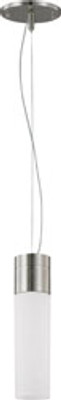 LINK 1 LIGHT TUBE PENDANT WITH WHITE GLASS BRUSHED NICKEL CONTEMPORARY