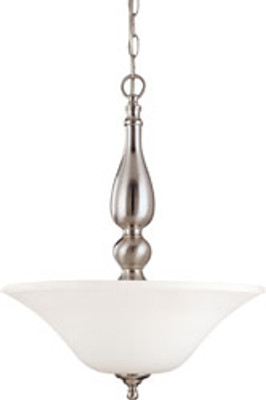 DUPONT 3 LIGHT PENDANT WITH SATIN WHITE GLASS BRUSHED NICKEL TRANSITIONAL