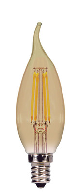 4.5 WATT FLAME CFA LED AMBER CANDELABRA BASE 2200K 300 LUMENS 120 VOLTS Replacement
