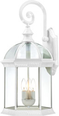 BOXWOOD 3 LIGHT 26 INCH OUTDOOR WALL WITH CLEAR BEVELED GLASS WHITE TRADITIONAL