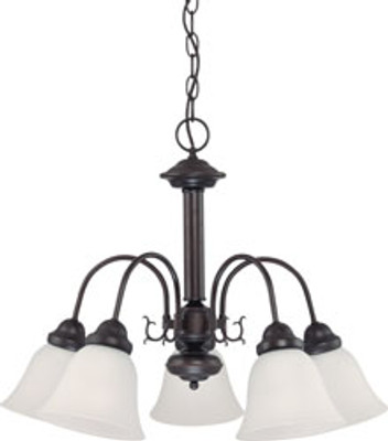 BALLERINA 5 LIGHT 24 INCH CHANDELIER WITH FROSTED WHITE GLASS MAHOGANY BRONZE TRADITIONAL