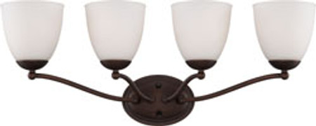 PATTON 4 LIGHT VANITY FIXTURE WITH FROSTED GLASS PRAIRIE BRONZE TRANSITIONAL