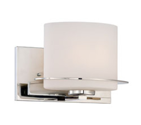 LOREN 1 LIGHT VANITY FIXTURE WITH OVAL FROSTED GLASS POLISHED NICKEL CONTEMPORARY