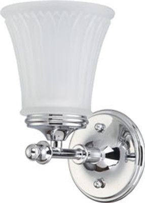 TELLER 1 LIGHT VANITY FIXTURE WITH FROSTED ETCHED GLASS POLISHED CHROME CONTEMPORARY