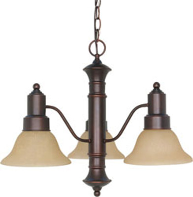 GOTHAM 3 LIGHT 23 INCH CHANDELIER WITH CHAMPAGNE LINEN WASHED GLASS MAHOGANY BRONZE TRANSITIONAL