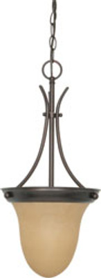 1 LIGHT 10 INCH PENDANT WITH CHAMPAGNE LINEN WASHED GLASS MAHOGANY BRONZE TRANSITIONAL