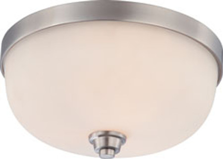 HELIUM 3 LIGHT FLUSH DOME FIXTURE WITH SATIN WHITE GLASS BRUSHED NICKEL CONTEMPORARY