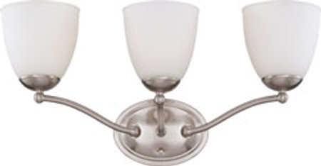 PATTON 3 LIGHT VANITY FIXTURE WITH FROSTED GLASS BRUSHED NICKEL TRANSITIONAL