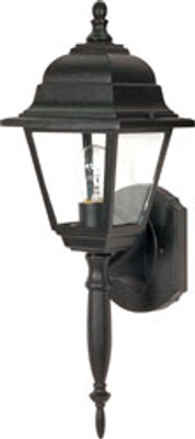 BRITON 1 LIGHT 18 INCH WALL LANTERN WITH CLEAR SEED GLASS COLOR RETAIL PACKAGING TEXTURED BLACK