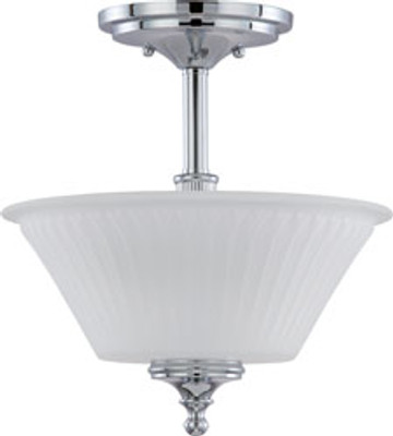 TELLER 2 LIGHT SEMI FLUSH FIXTURE WITH FROSTED ETCHED GLASS POLISHED CHROME CONTEMPORARY