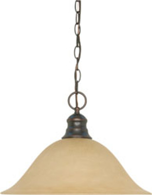 1 LIGHT 16 INCH PENDANT WITH CHAMPAGNE LINEN WASHED GLASS MAHOGANY BRONZE TRANSITIONAL