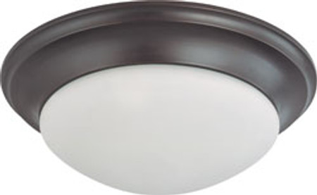 3 LIGHT 17 INCH FLUSH MOUNT TWIST AND LOCK WITH FROSTED WHITE GLASS MAHOGANY BRONZE TRANSITIONAL