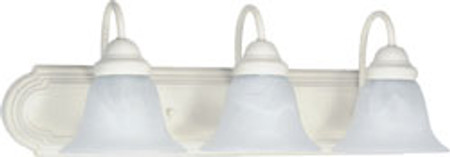 BALLERINA 3 LIGHT 24 INCH VANITY WITH ALABASTER GLASS BELL SHADES TEXTURED WHITE TRADITIONAL