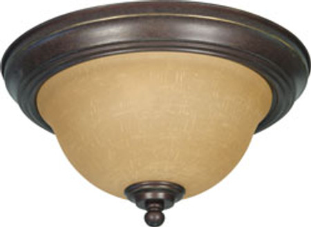 CASTILLO 2 LIGHT 11 INCH FLUSH MOUNT WITH CHAMPAGNE LINEN WASHED GLASS SONOMA BRONZE TRANSITIONAL
