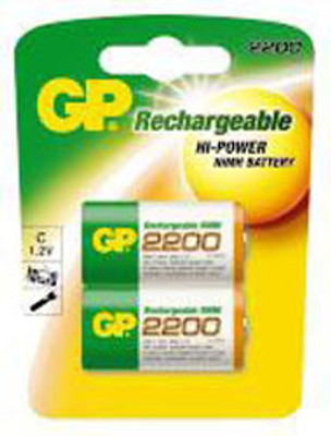 GP C RECHARGEABLE 2200MAH NIMH BATTERY 2PK