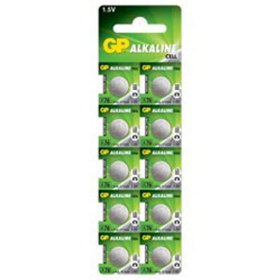 GP A76 LR44 1.5V MERCURY FREE ALKALINE BUTTON CELL 10PC TEAR STRIP TS