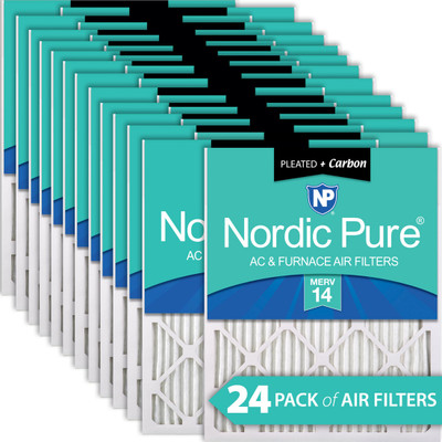 18X25X1 24 PACK NORDIC PURE MERV 14 MPR 2800 FILTER ACTUAL SIZE 17.5 X 24.5 X 0.75 MADE IN USA IN-BJ2D1