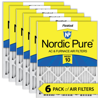 12 34X20 34X1 6 PACK NORDIC PURE MERV 10 MPR 1000 FILTER ACTUAL SIZE 12.75 X 20.75 X 0.75 MADE IN USA IN-BE7K4