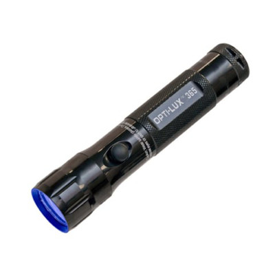 OPTI-LUX 365NM HIGH-INTENSITY SUPER-COMPACT RECHARGEABLE FLASHLIGHT W UV-A PASS FILTER BATTERY CHARG