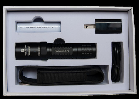 COMES COMPLETE WITH NANO 365 SERIES RECHARGEABLE IDX-400 UV-A LED FLASHLIGHT RECHARGEABLE LITHIUM IO
