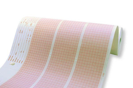 MORTARA BURDICK COMPATIBLE ECG EKG CHART PAPER - 007937 SIZE 216 X 46 HEADERFULL RED GRID